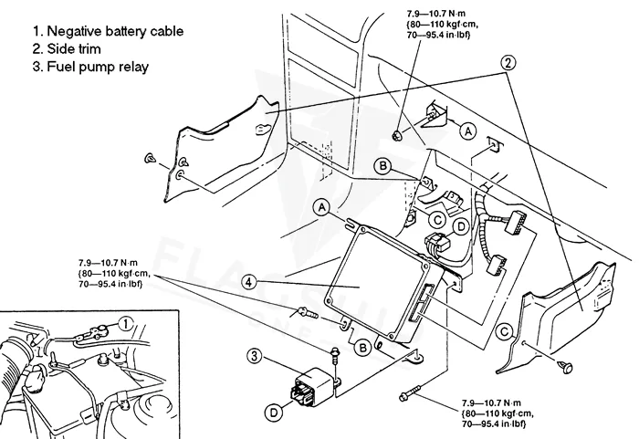 1992 Mazda MX-5 Miata ECM location diagram
