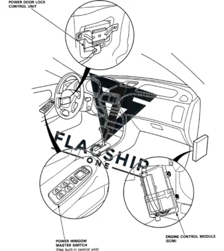 Factory location diagram for the 1994 Acura Vigor engine control module