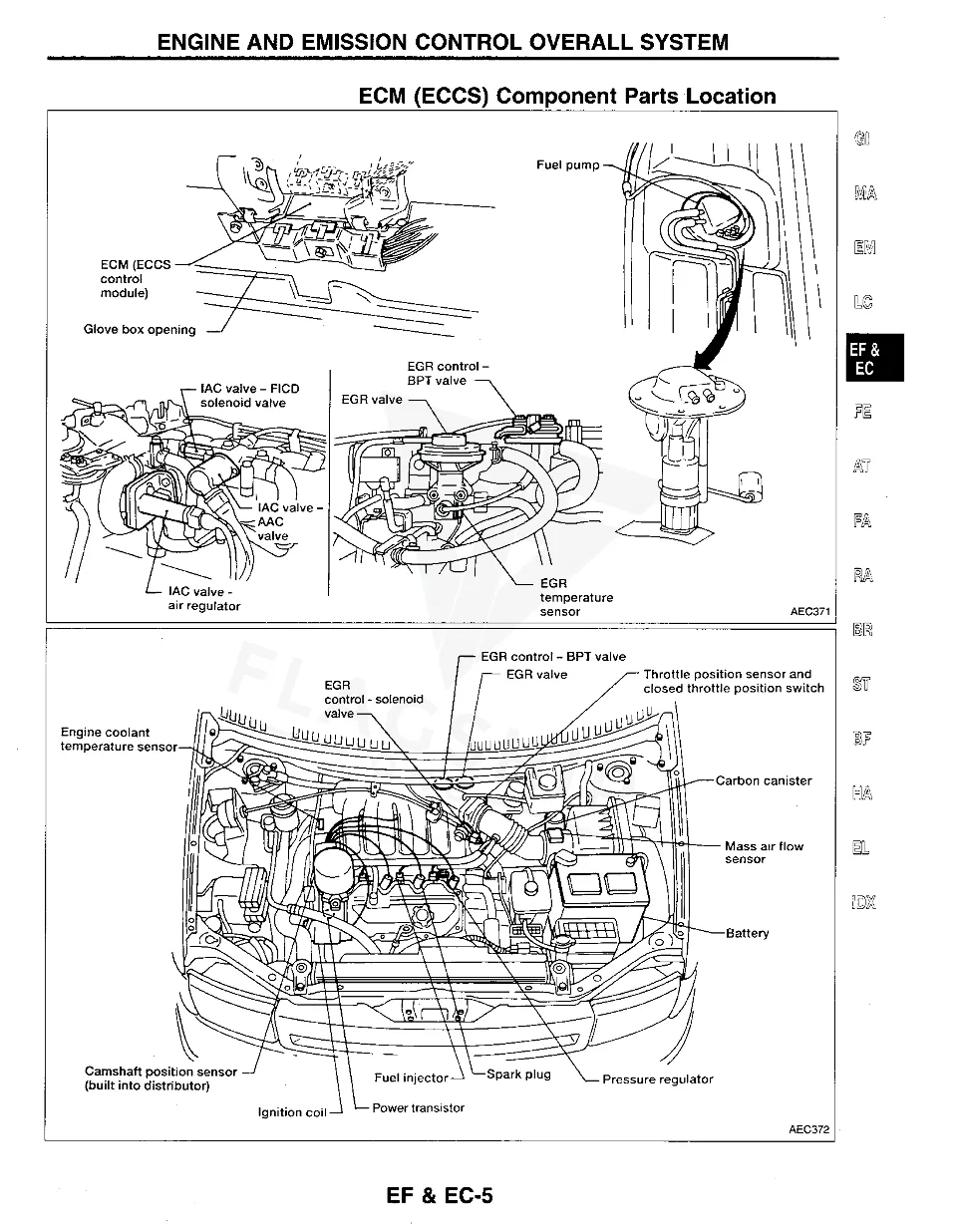 1994 Nissan Quest PCM location diagram