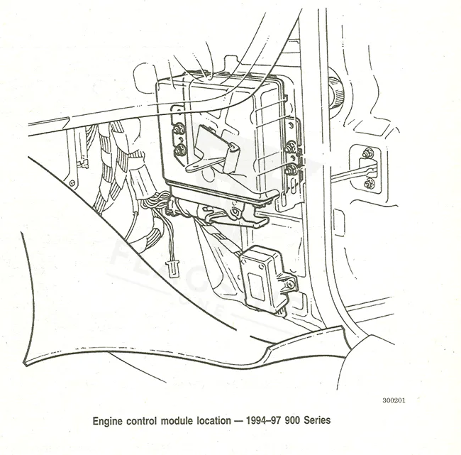 1994 Saab 9000 ECM location diagram