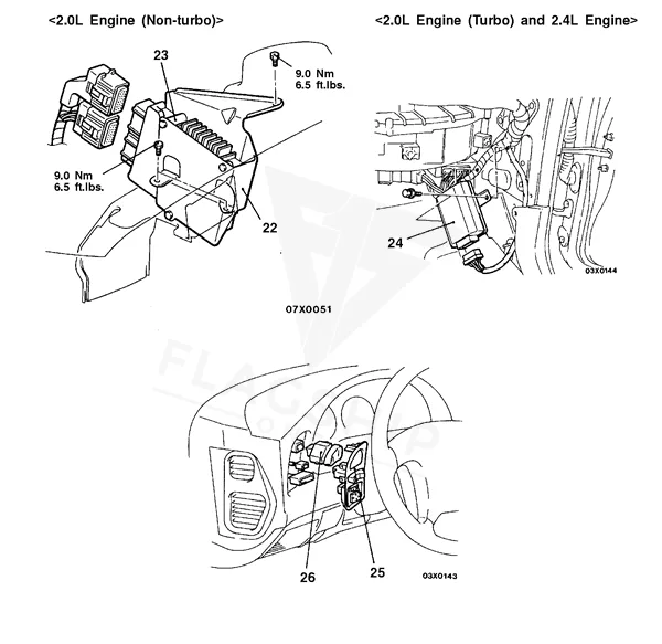 1995 Mitsubishi Eclipse PCM location diagram