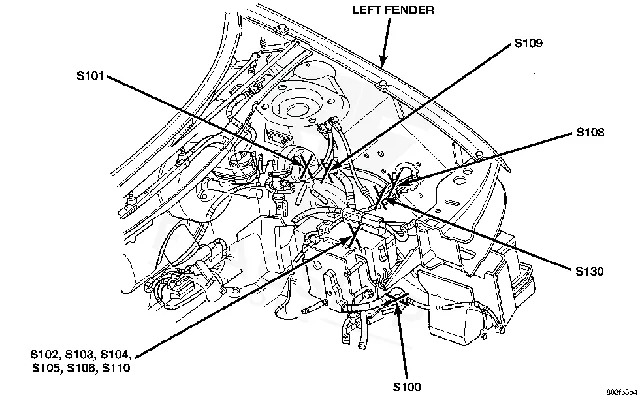 1996 Chrysler Cirrus PCM location diagram