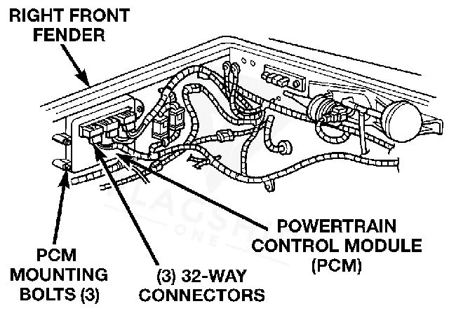 1996 Dodge Dakota PCM location diagram