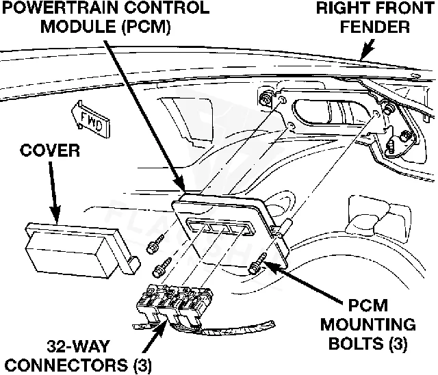 1998 Dodge Dakota PCM location diagram