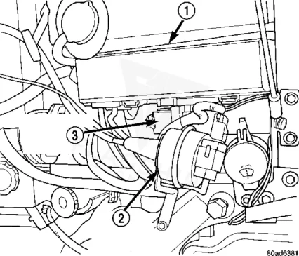 Factory location diagram for the 2001 Chrysler 300M engine control module