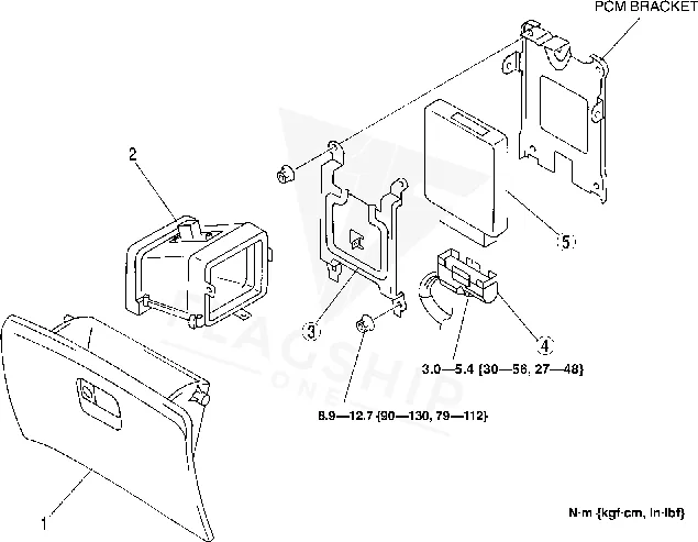 2001 Mazda MPV PCM location diagram