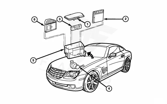 2004 Chrysler Crossfire PCM location diagram