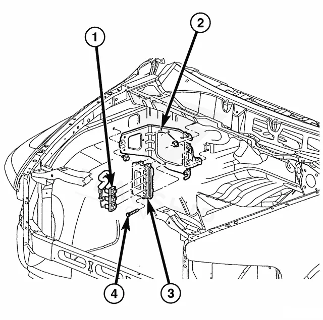 2004 Dodge Ram Truck (Cummins) PCM location diagram