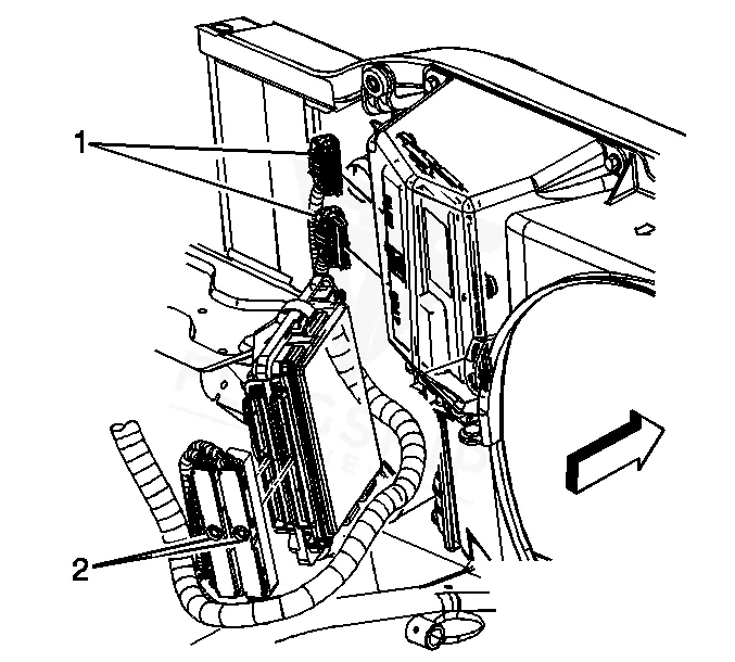2005 Chevrolet Silverado PCM bracket and cover detail