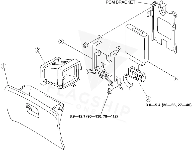 2005 Mazda MPV PCM location diagram