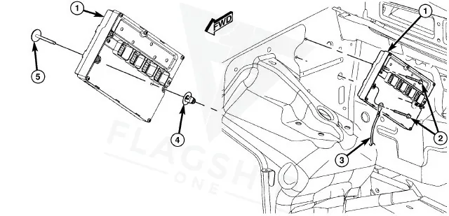2006 Jeep Commander PCM connectors and mounting detail