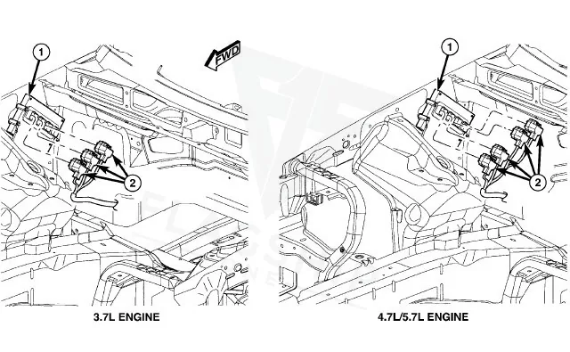 2006 Jeep Commander PCM location diagram