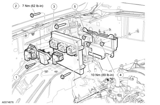 Figure from the factory control-module removal procedure for the 2008 Lincoln Mark LT