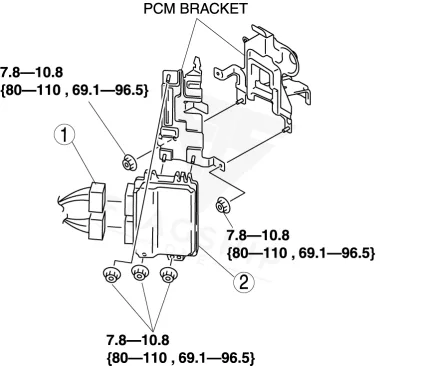 2008 Mazda 6 PCM location diagram