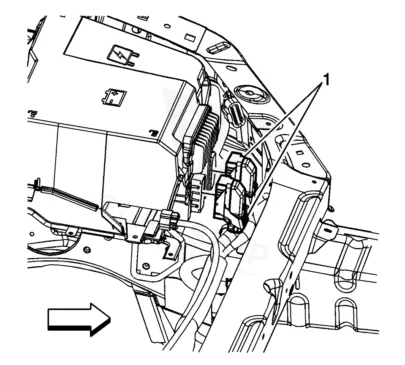 Factory location diagram for the 2008 Saturn Aura Hybrid engine control module