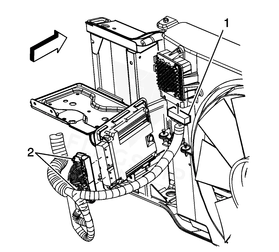 2009 GMC Sierra Hybrid PCM location diagram