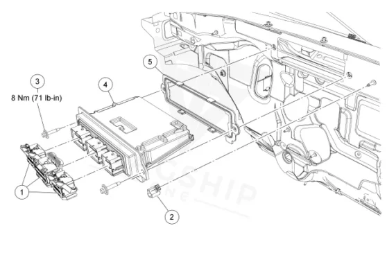 Figure from the factory control-module removal procedure for the 2009 Mercury Mariner