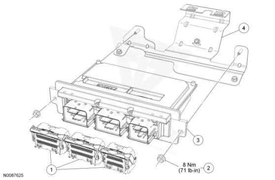 Figure from the factory control-module removal procedure for the 2009 Mercury Sable
