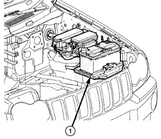 Factory location diagram for the 2010 Jeep Cherokee engine control module