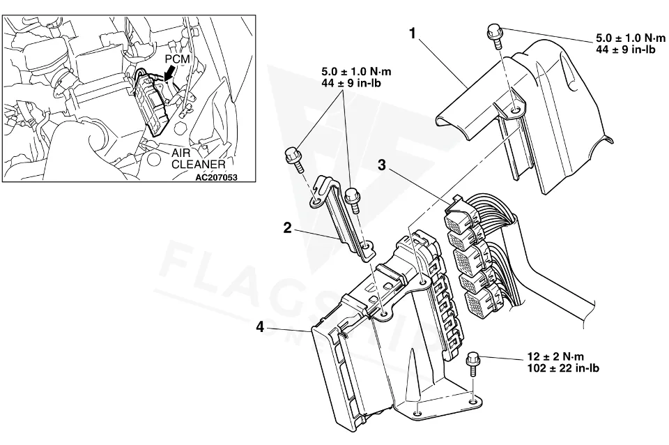 2011 Mitsubishi Endeavor PCM location diagram