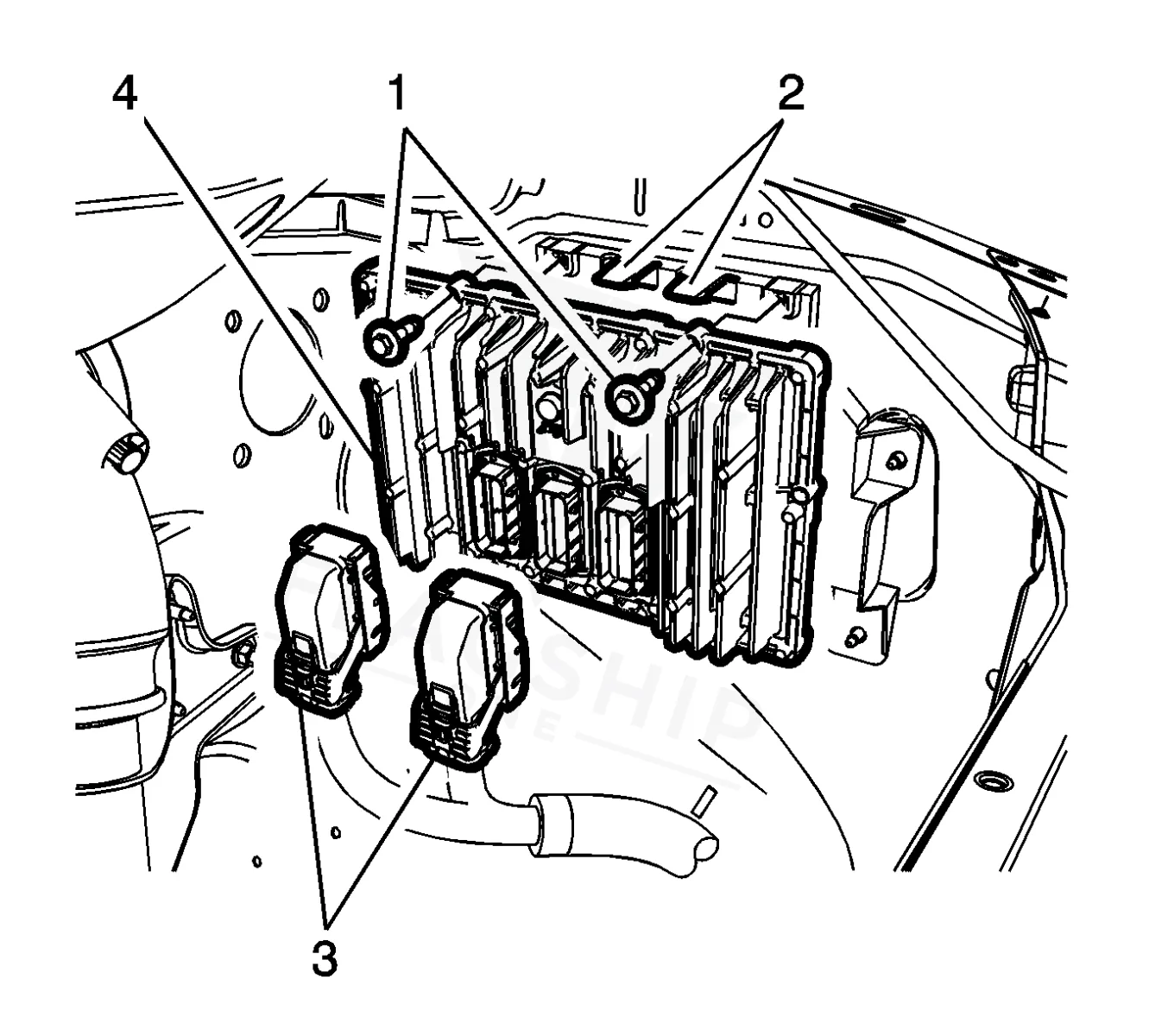2016 GMC Savana PCM location diagram