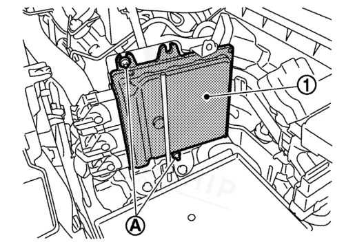 Figure from the factory control-module removal procedure for the 2019 Infiniti QX60